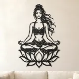 Metallsilhouette "Meditation mit Lotus" | Bewegung Silhouette Dekor