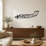 Silhouette de avión King Air B200 en metal, Decoración mural de aeronáutica, Decoración de aviador