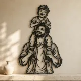 Father Son Shoulders Metal Wall Art | Family Silhouette Decor - lifestyle view 3
