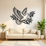 Dove Olive Branch Metal Wall Art | Wildlife Silhouette Decor