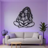 Parent Child Reading Metal Wall Art | Family Silhouette Decor