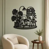 Books and Plant Metal Wall Art | Cozy Home Metal Decor - lifestyle view 2