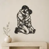 Single Father Child Metal Wall Art | Family Silhouette Decor - lifestyle view 3