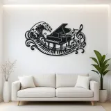 Piano Wave Keys Metal Wall Art | Music Room Wall Decor