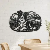 Border Collie Field Metal Wall Art | Pet Lover Silhouette Decor - lifestyle view 4