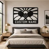 Personalized Pickleball Paddle Metal Wall Art with Sunrise - lifestyle view 2