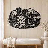 Border Collie Field Metal Wall Art | Pet Lover Silhouette Decor - lifestyle view 5