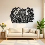 Leopard Jungle Metal Wall Art | Wildlife Silhouette Decor