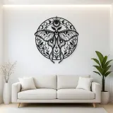 Lunar Moth Emblem Metal Wall Art | Celestial Boho Wall Decor
