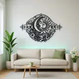 Celestial Crescent Face Metal Wall Art | Minimalist Woman Line Art
