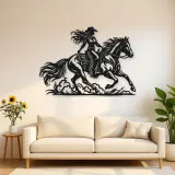 Cowgirl and Horse Metal Wall Art | Equestrian Wall Decor