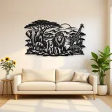Safari Animal Horizon Metal Wall Art | Wildlife Silhouette Decor