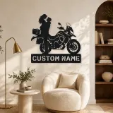 Personalized Adventure Motorcycle Couple Metal Wall Art - lifestyle view 5