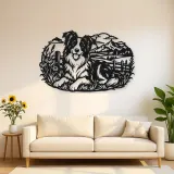 Border Collie Field Metal Wall Art | Pet Lover Silhouette Decor