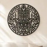 Hamsa Botanisches Auge Metall-Wandkunst | Spirituelle Boho Dekoration