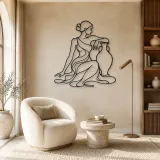 Seated Muse with Vase Metal Wall Art | Feminine Figure Wall Decor - lifestyle view 5