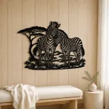 Zebra Pair Metal Wall Art | Wildlife Silhouette Decor - lifestyle view 5
