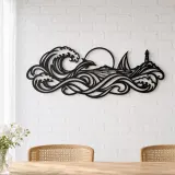 Interwoven Ocean Waves Metal Wall Art | Coastal and Nautical Wall Decor - lifestyle view 4