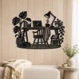 Desk and Lamp Metal Wall Art | Cozy Home Metal Decor - lifestyle view 5