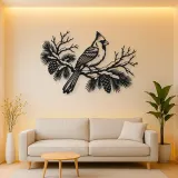 Cardinal Winter Branch Metal Wall Art | Wildlife Silhouette Decor