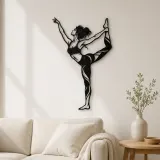 Arte mural de metal de pose de bailarín | Decoración de siluetas de movimiento