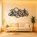 Layered Desert Curves Metal Wall Art | Nature Silhouette Decor