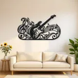 Guitar Melody Flow Metal Wall Art | Music Room Wall Decor