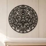 Lotus Mandala Metal Wall Art | Botanical Metal Wall Decor - lifestyle view 5