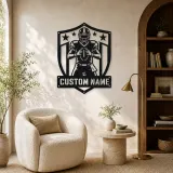 Personalized Football Player Stars and Stripes Shield Metal Wall Art - lifestyle view 5