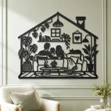 Minimal House Family Metal Wall Art | Family Silhouette Decor - lifestyle view 2