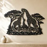 Giraffe Family Metal Wall Art | Wildlife Silhouette Decor - lifestyle view 3