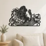 Arte de Metal de Silueta de Cantante | Decoración para Sala de Música