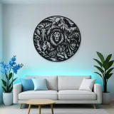 Wildlife World Circle Metal Wall Art | Wildlife Silhouette Decor