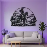 Western Rider Sunset Metal Wall Art | Equestrian Wall Decor