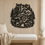 Owl and Fox Forest Metal Wall Art | Wildlife Silhouette Decor - lifestyle view 5