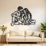 Family with Cat Metal Wall Art | Pet Lover Silhouette Decor