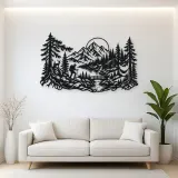 Hiker in the Woods Metal Wall Art | Nature Silhouette Decor
