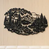 Forest Cabin Retreat Metal Wall Art | Nature Silhouette Decor - lifestyle view 5
