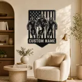 Personalized Three Football Players Flag Metal Wall Art - lifestyle view 5