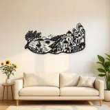 Santorini Coastal Line Metal Wall Art | Travel and City Wall Decor