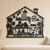 Minimal House Family Metal Wall Art | Family Silhouette Decor - lifestyle view 5