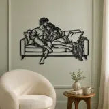 Cozy Sofa Couple Metal Wall Art | Romantic Couple Decor - lifestyle view 2