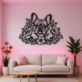 French Bulldog Floral Metal Wall Art | Pet Lover Silhouette Decor