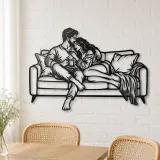 Cozy Sofa Couple Metal Wall Art | Romantic Couple Decor - lifestyle view 4
