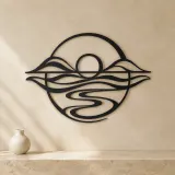 Five Line Horizon Metal Wall Art | Nature Silhouette Decor - lifestyle view 3