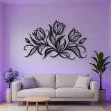 Tulip Trio Flow Metal Wall Art | Botanical Metal Wall Decor