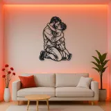 Single Father Child Metal Wall Art | Family Silhouette Decor