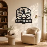 Personalized Baseball Batter Stadium Lights Metal Wall Art - lifestyle view 5