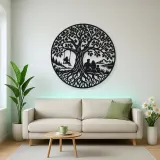 Tree with Family Metal Wall Art | Family Silhouette Decor