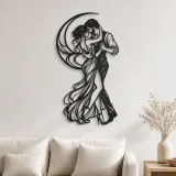 Cartel de metal personalizado de danza lenta iluminada por la luna | Decoración de silueta de movimiento
